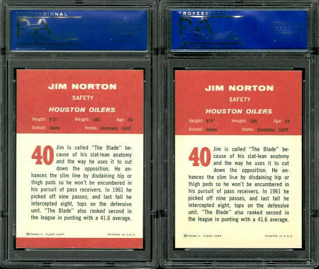 1963 Fleer Jim Norton cards