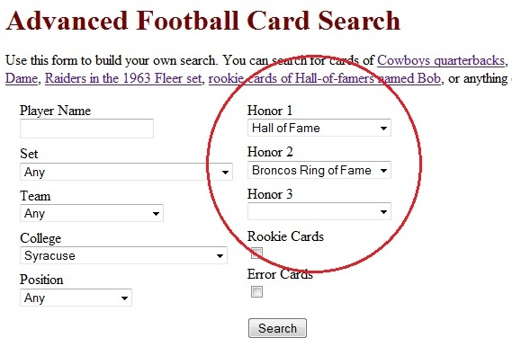 Vintage Football Card Gallery Advanced Search Page Vintage Football Card Gallery Advanced Search Page