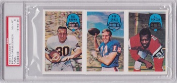 Uncut strip of 1970 Kellogg's football cards