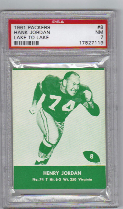 1961 Lake to Lake Henry Jordan football card
