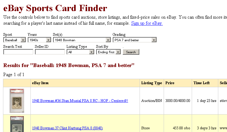Sport Card Auction Finder