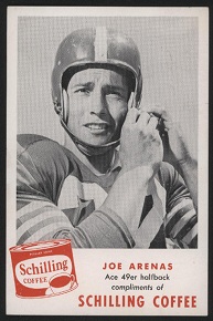 1950s Schilling Coffee Joe Arenas football card