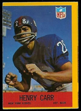 1967 Philadelphia Henry Carr football card