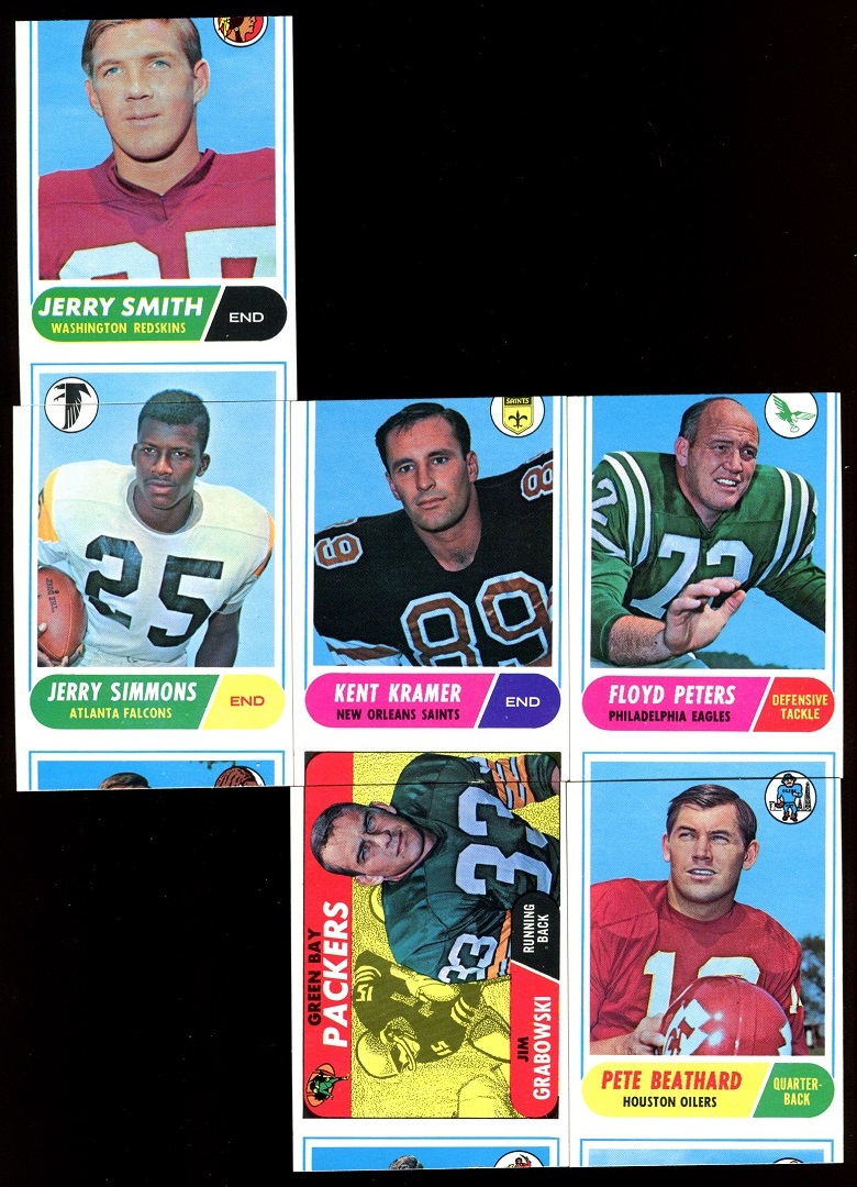 Miscut 1968 Topps football cards