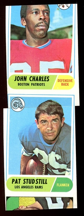 Miscut 1968 Topps football cards