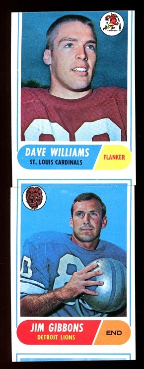 Miscut 1968 Topps football cards