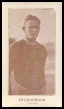 William Highberger 1924 Lafayette football card