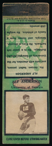 Alf Anderson 1935 Diamond Matchbooks football card