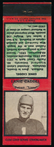 Ernie Caddel 1935 Diamond Matchbooks football card