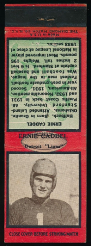 Ernie Caddel 1935 Diamond Matchbooks football card Ernie Caddel 1935 Diamond Matchbooks football card