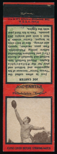 Joe Carter 1935 Diamond Matchbooks football card