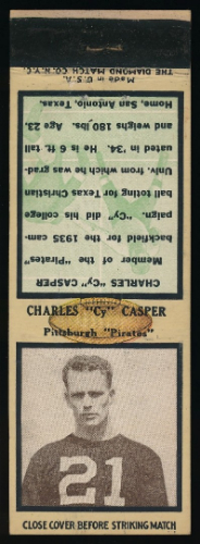 Cy Casper 1935 Diamond Matchbooks football card