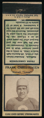 Frank Christensen 1935 Diamond Matchbooks football card