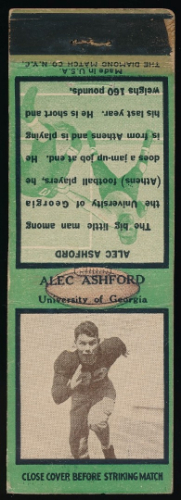 Alec Ashford 1935 Diamond Matchbooks football card