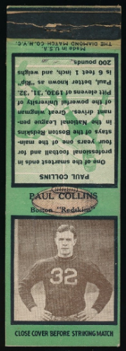 Paul Collins 1935 Diamond Matchbooks football card