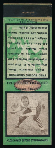 Fred Crawford 1935 Diamond Matchbooks football card