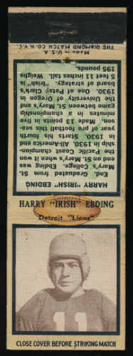 Harry Ebding 1935 Diamond Matchbooks football card