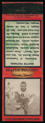 Beattie Feathers 1935 Diamond Matchbooks football card