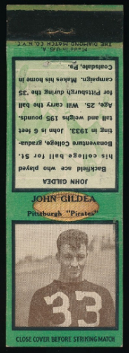 John Gildea 1935 Diamond Matchbooks football card