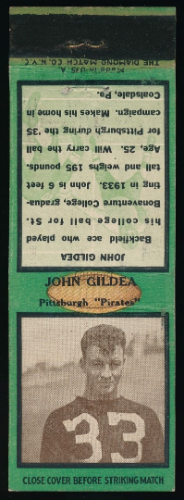 John Gildea 1935 Diamond Matchbooks football card John Gildea 1935 Diamond Matchbooks football card
