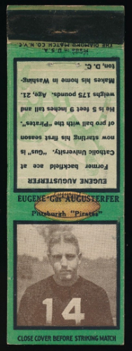 Gene Augusterfer 1935 Diamond Matchbooks football card