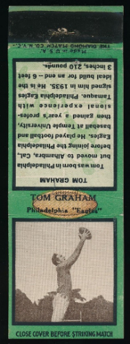 Tom Graham 1935 Diamond Matchbooks football card