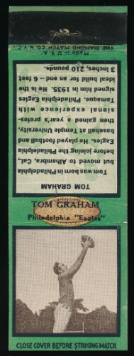 Tom Graham 1935 Diamond Matchbooks football card Tom Graham 1935 Diamond Matchbooks football card