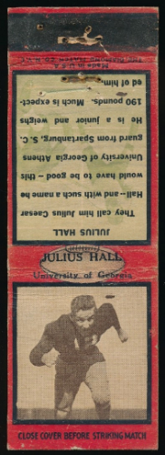 Julius Hall 1935 Diamond Matchbooks football card