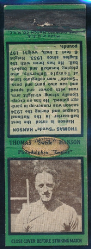 Swede Hanson 1935 Diamond Matchbooks football card Swede Hanson 1935 Diamond Matchbooks football card