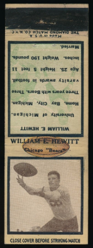 Bill Hewitt 1935 Diamond Matchbooks football card