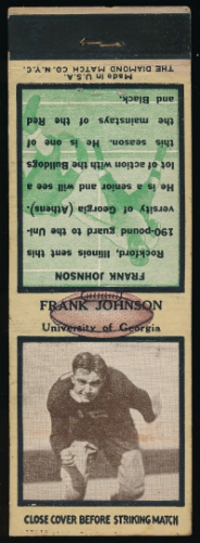 Frank Johnson 1935 Diamond Matchbooks football card