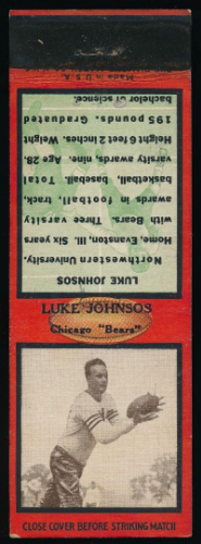Luke Johnsos 1935 Diamond Matchbooks football card