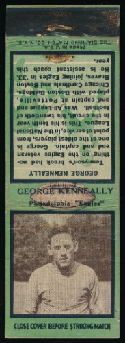 George Kenneally 1935 Diamond Matchbooks football card
