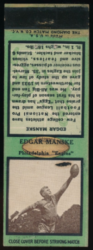 Ed Manske 1935 Diamond Matchbooks football card