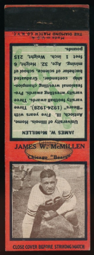 James McMillen 1935 Diamond Matchbooks football card