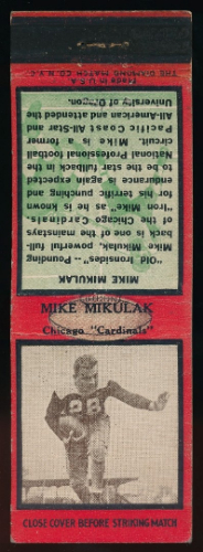 Mike Mikulak 1935 Diamond Matchbooks football card