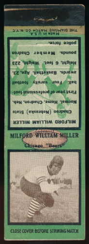 Milford Miller 1935 Diamond Matchbooks football card