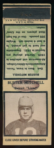Buster Mitchell 1935 Diamond Matchbooks football card