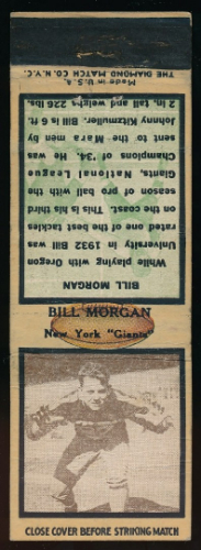 Bill Morgan 1935 Diamond Matchbooks football card