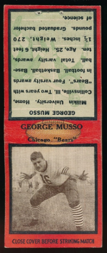 George Musso 1935 Diamond Matchbooks football card