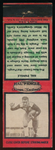 Hal Pangle 1935 Diamond Matchbooks football card