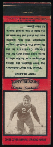 Tony Blazine 1935 Diamond Matchbooks football card