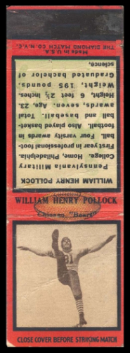 William Pollock 1935 Diamond Matchbooks football card