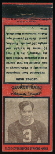 George Rado 1935 Diamond Matchbooks football card