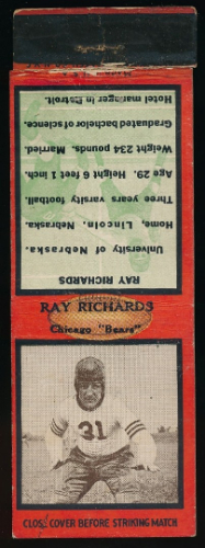 Ray Richards 1935 Diamond Matchbooks football card