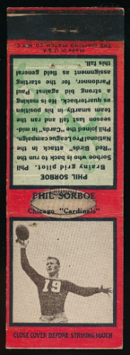 Phil Sarboe 1935 Diamond Matchbooks football card Phil Sarboe 1935 Diamond Matchbooks football card