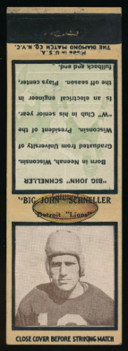 John Schneller 1935 Diamond Matchbooks football card