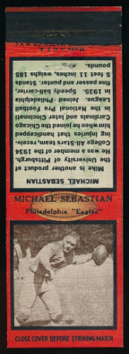 Michael Sebastian 1935 Diamond Matchbooks football card