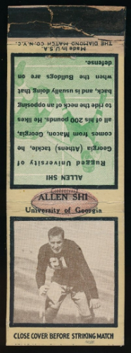 Allen Shi 1935 Diamond Matchbooks football card