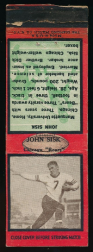 Johnny Sisk 1935 Diamond Matchbooks football card